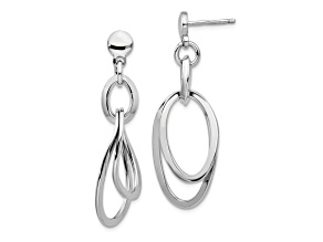 Rhodium Over Sterling Silver Polished Dangle Earrings