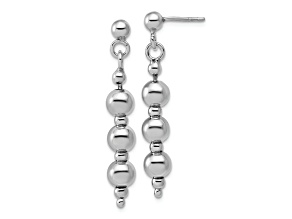 Rhodium Over Sterling Silver Ball Dangle Post Earrings