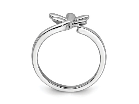 Rhodium Over Sterling Silver Dragonfly Toe Ring