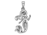 Rhodium Over Sterling Silver Antiqued Mermaid Pendant