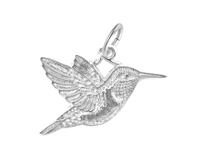 Rhodium Over Sterling Silver Hummingbird Measures Approx 13.88mm x 24.77mm