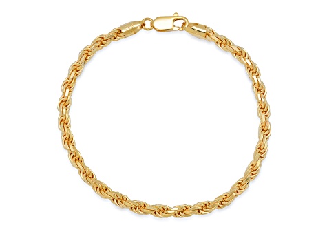 Unisex 14K Yellow Gold Over Sterling Silver Rope Bracelet