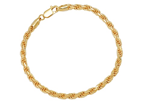 Unisex 14K Yellow Gold Over Sterling Silver Rope Bracelet