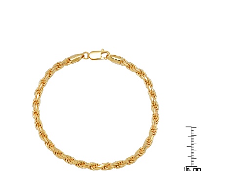 Unisex 14K Yellow Gold Over Sterling Silver Rope Bracelet