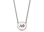 Rhodium Over Sterling Silver LogoArt Alpha Phi Large Enamel Pendant Necklace
