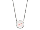 Rhodium Over Sterling Silver LogoArt Delta Zeta Large Enamel Pendant Necklace