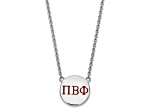 Rhodium Over Sterling Silver LogoArt Pi Beta Phi Large Enamel Pendant Necklace