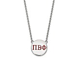 Rhodium Over Sterling Silver LogoArt Pi Beta Phi Large Enamel Pendant Necklace