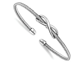 Sterling Silver Textured 3mm Infinity Cuff Bangle