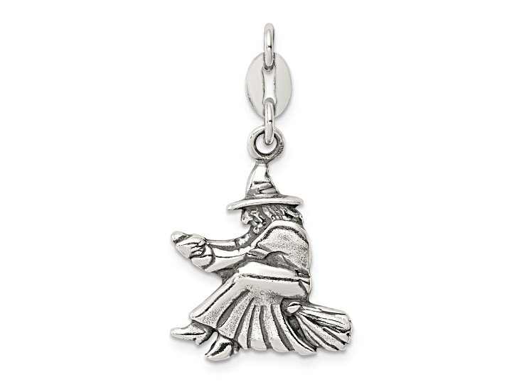 Sterling Silver Antiqued Witch Slide Pendant