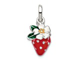 Sterling Silver Multi-color Enamel Flower and Strawberry Children's Pendant