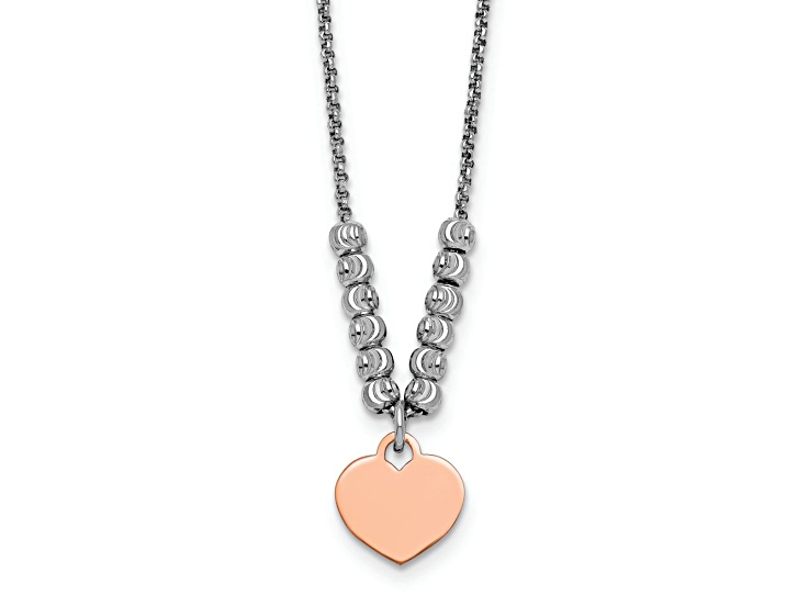 10K Rose Gold Over Sterling Silver Heart 16-inch 1-inch Extension Necklace