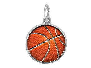 Rhodium Over Sterling Silver Basketball - Painted Measures Approx 17.56mm x 17.56mm