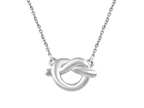 Sterling Silver Knot Heart Charm Necklace, 18 Inches