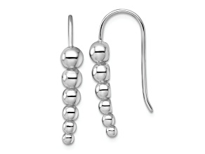 Rhodium Over Sterling Silver Graduated Beaded Shepherd Hook Earrings