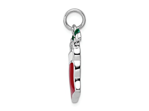 Rhodium Over Sterling Silver Enamel Stocking Charm