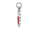 Rhodium Over Sterling Silver Enamel Stocking Charm