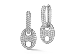Sterling Statements Rhodium Over Sterling Silver Pave Mariner Link Drop Earrings