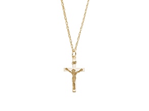 22K Gold Over Sterling Silver Crucifix Necklace Set 18 in