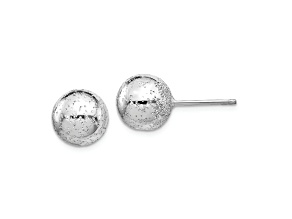 Rhodium Over Sterling Silver Textured 10mm Ball Stud Earrings