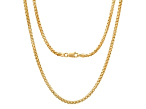 Unisex 14K Yellow Gold Over Sterling Silver Box Link Chain Necklace