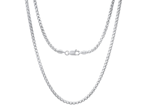 Sterling Silver Unisex 24 Inch Box Link Chain