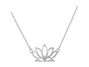 Sterling Silver Lotus Flower Charm Necklace, 18 inches
