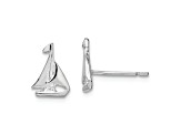 Rhodium Over Sterling Silver Polished Mini Sailboat Post Earrings