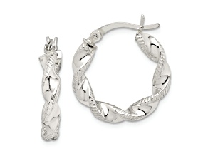 Sterling Silver Twisted and Textured Hoop Earrings