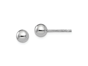 Rhodium Over Sterling Silver 5mm Polished Ball Stud Earrings
