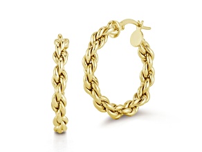Sterling Statements 14K Yellow Gold Over Sterling Silver Rope Chain Hoop Earrings