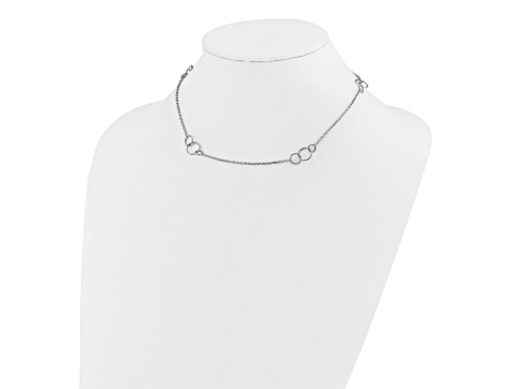 Rhodium Over Sterling Silver Polished Rolo Link Circle 16.25 Inch ...
