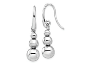Rhodium Over Sterling Silver Polished Beads Dangle Earrings