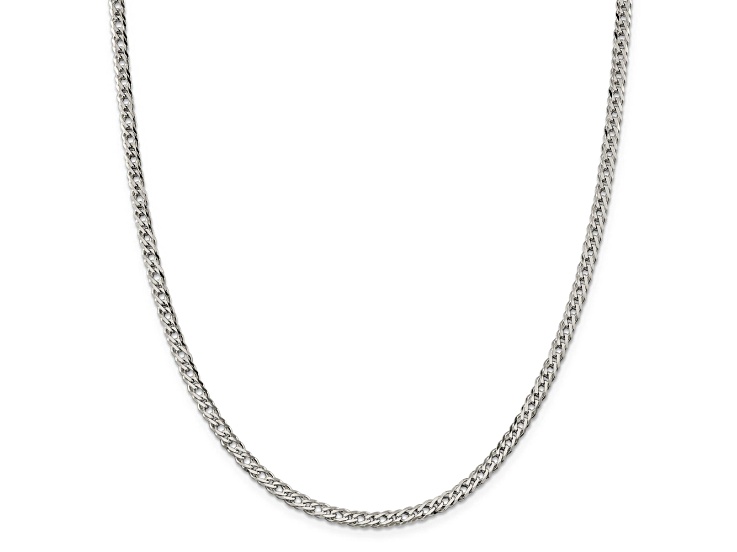 Sterling Silver 4.25mm 6 Side Diamond-cut Flat Double Curb Chain