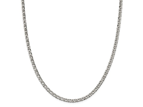 Sterling Silver 4.25mm 6 Side Diamond-cut Flat Double Curb Chain Necklace