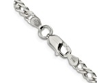 Sterling Silver 4.25mm 6 Side Diamond-cut Flat Double Curb Chain Necklace