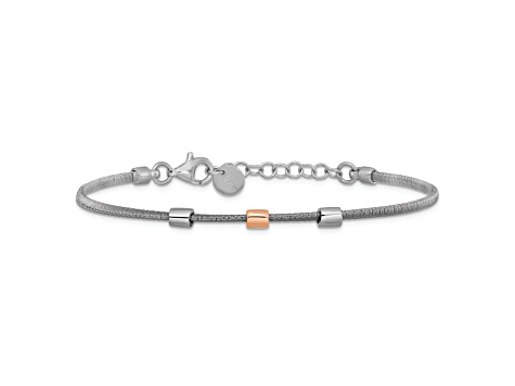 18K Rose Gold Over Sterling Silver Woven Textured 2.35mm Station Bracelet