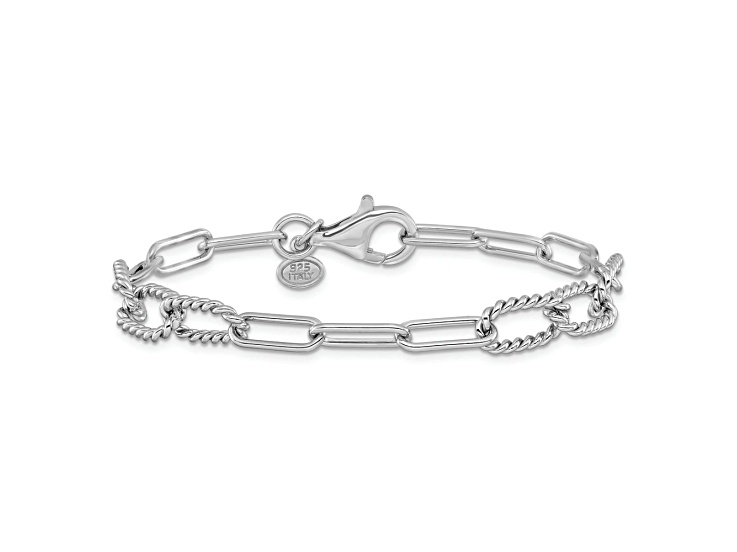 Sterling Silver Polished and Textured 8mm Fancy Link Bracelet