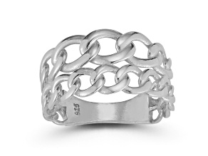 Sterling Statements Rhodium Over Sterling Silver Stacked Curb Ring