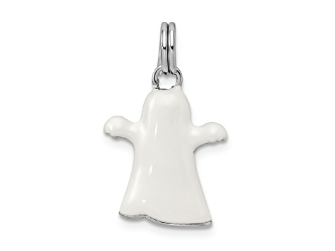 Rhodium Over Sterling Silver White Enamel Ghost Charm - 1Q374A | JTV.com