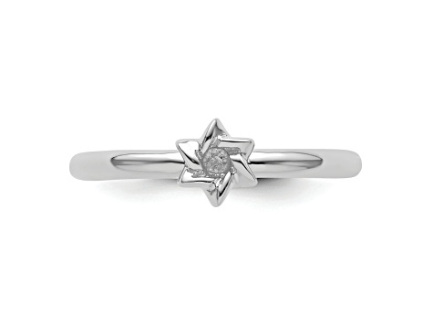 Sterling Silver Stackable Expressions Rhodium Star of David Ring