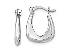 Rhodium Over Sterling Silver 5/8" Huggie Hoop Earrings