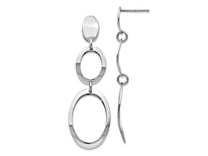 Rhodium Over Sterling Silver Polished Dangle Earrings