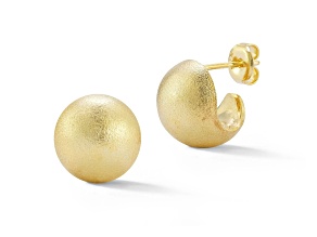 Sterling Statements 14K Yellow Gold Over Sterling Silver Satin J-Hoop Huggie Earrings