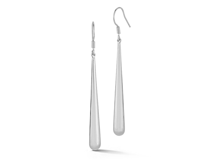 Sterling Statements Rhodium Over Sterling Silver Elongated Teardrop Earrings
