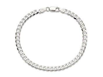 Rhodium Over Sterling Silver 3.75mm Figaro Anchor Chain Bracelet