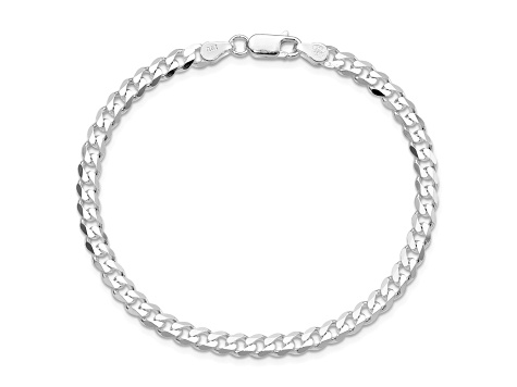 Rhodium Over Sterling Silver 4.5mm Curb Chain Bracelet