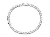 Rhodium Over Sterling Silver 4.5mm Curb Chain Bracelet