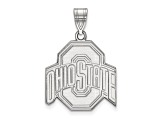Rhodium Over Sterling Silver LogoArt Ohio State University Large Pendant