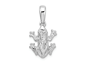 Rhodium Over Sterling Silver Polished Frog Pendant